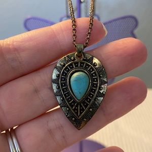 Turquoise Pendant w/ Copper Tone Chain